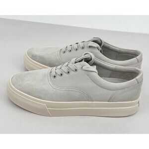 VINCE Sonny Canvas/Suede Low-Top Lace Up Sneakers Horchata Gray Mens Size 7.5 M